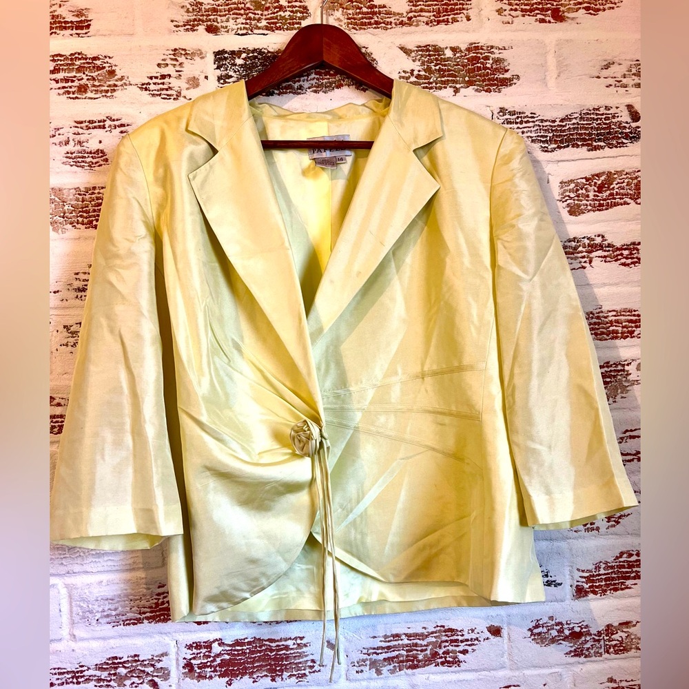 Adrianna Papell Elegant Yellow Silk Blazer Sz 14